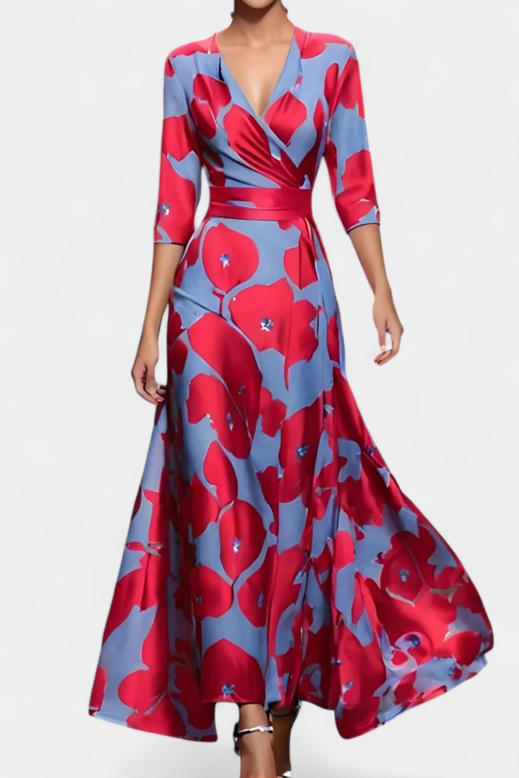 Lauren Robe Longue Portefeuille à Imprimé Floral