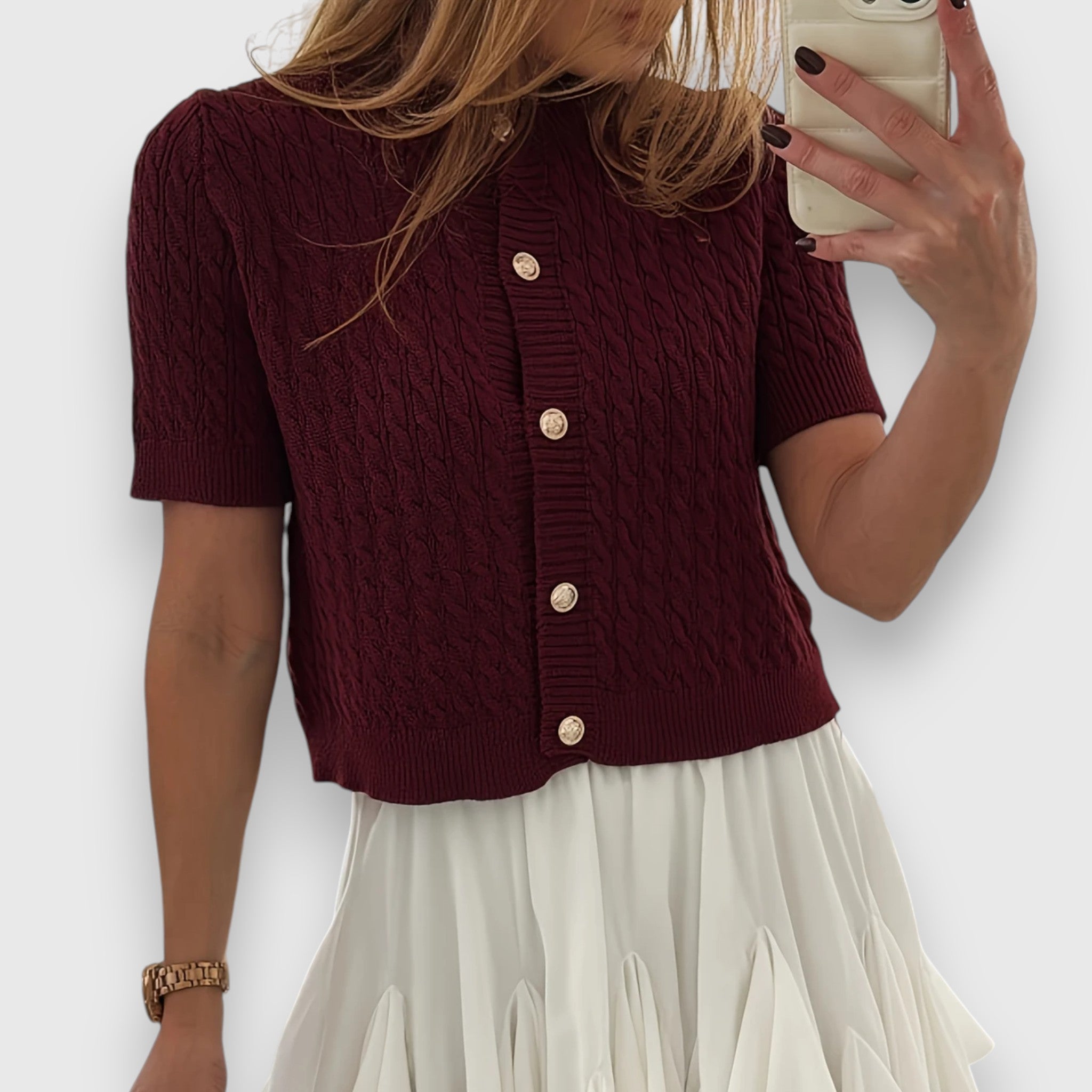 Maison La Veine™ | Cardigan Court à Boutons Liova