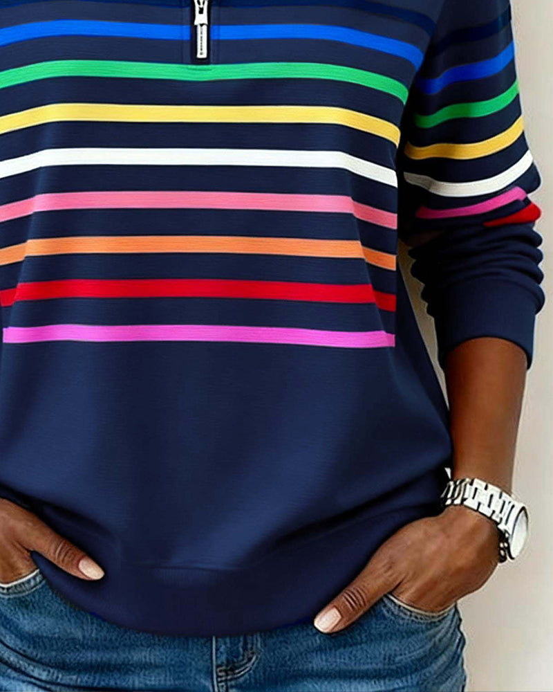 MARIE | PULL RAYÉ ÉLÉGANT À COL ZIPPÉ POUR UN STYLE CONFORTABLE AU QUOTIDIEN