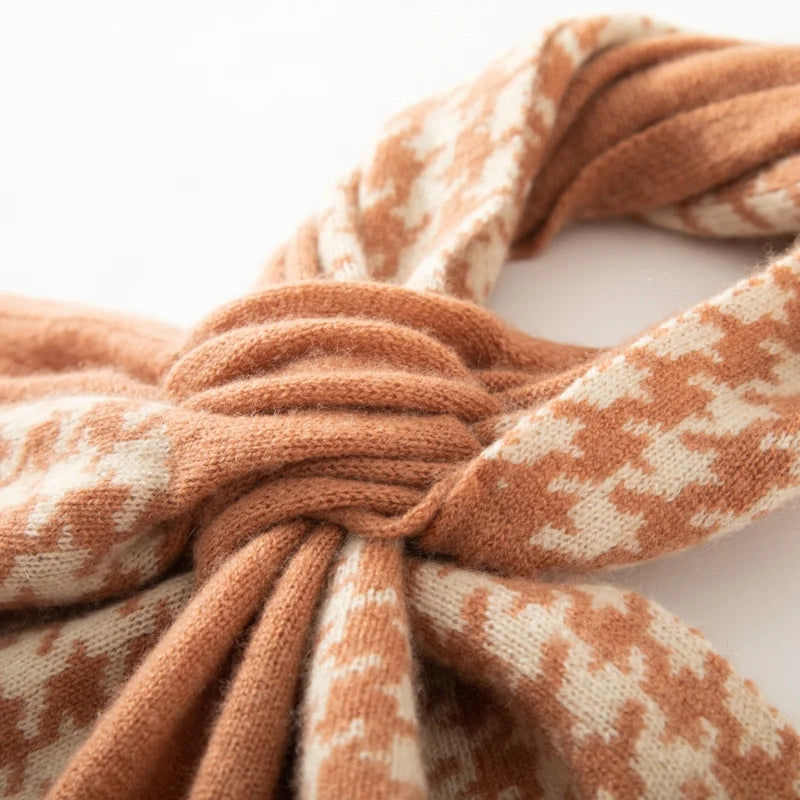 Maison La Veine™ | Écharpe Cachemire Motif Pied-de-Poule
