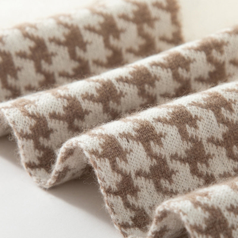Maison La Veine™ | Écharpe Cachemire Motif Pied-de-Poule