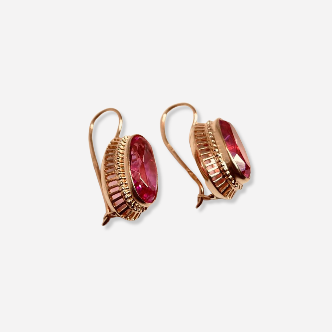 Maison La Veine™ | Boucles Vintage Cristal Or Rose