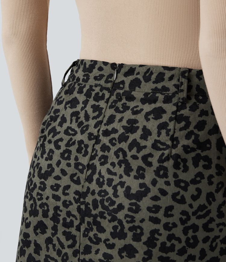 Maison La Veine™ | Jupe mini décontractée 2-en-1 taille haute imprimé léopard avec poche