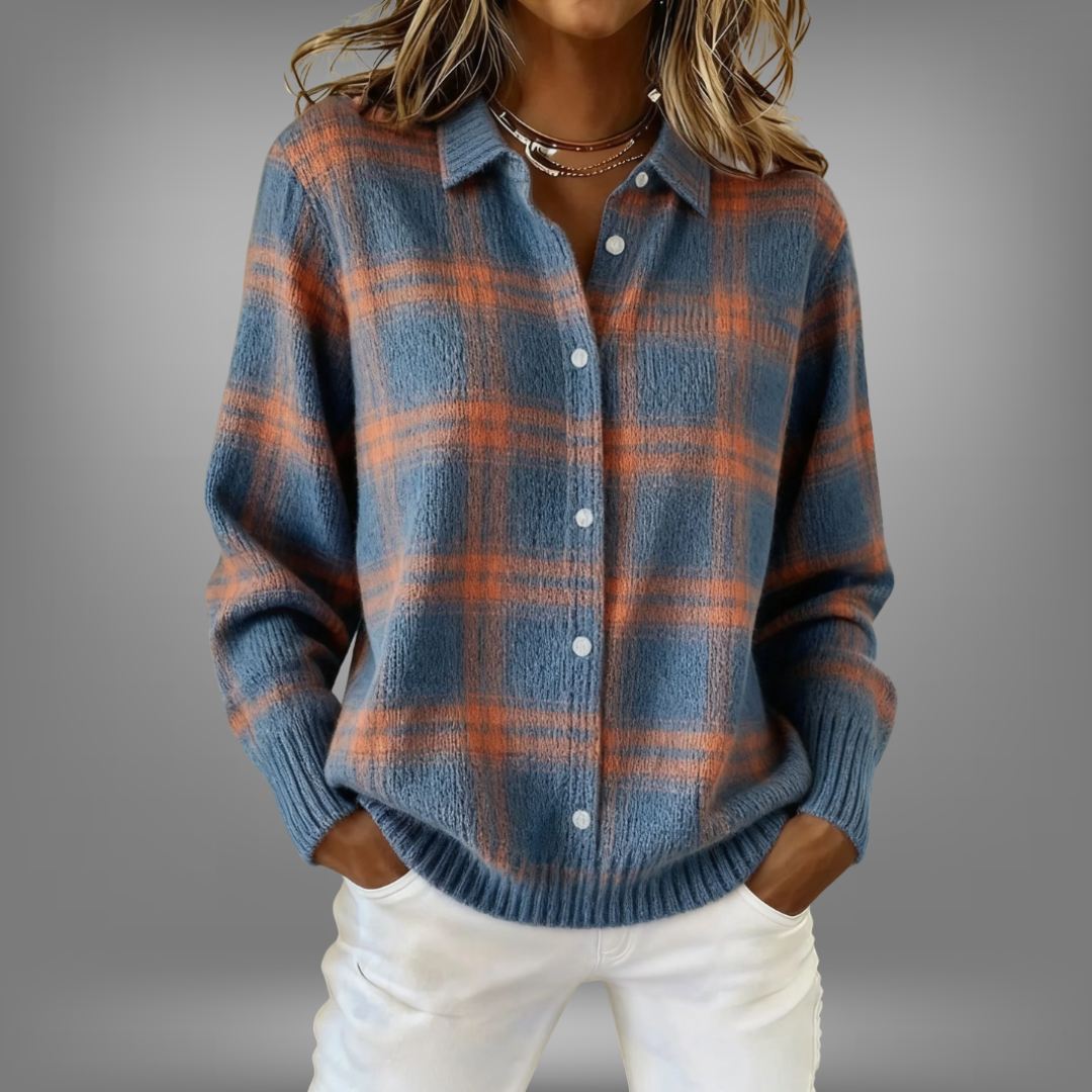 Maison La Veine™ | Blouse Tricotée Carreaux