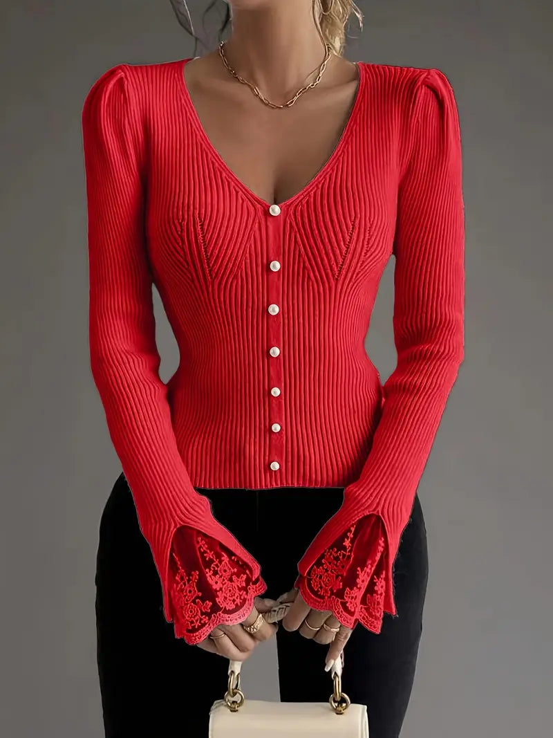 Maison La Veine™ | Pull en Dentelle à Col V