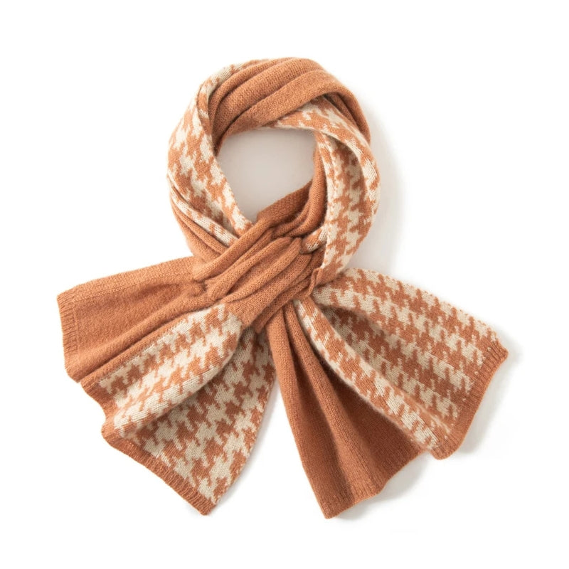 Maison La Veine™ | Écharpe Cachemire Motif Pied-de-Poule