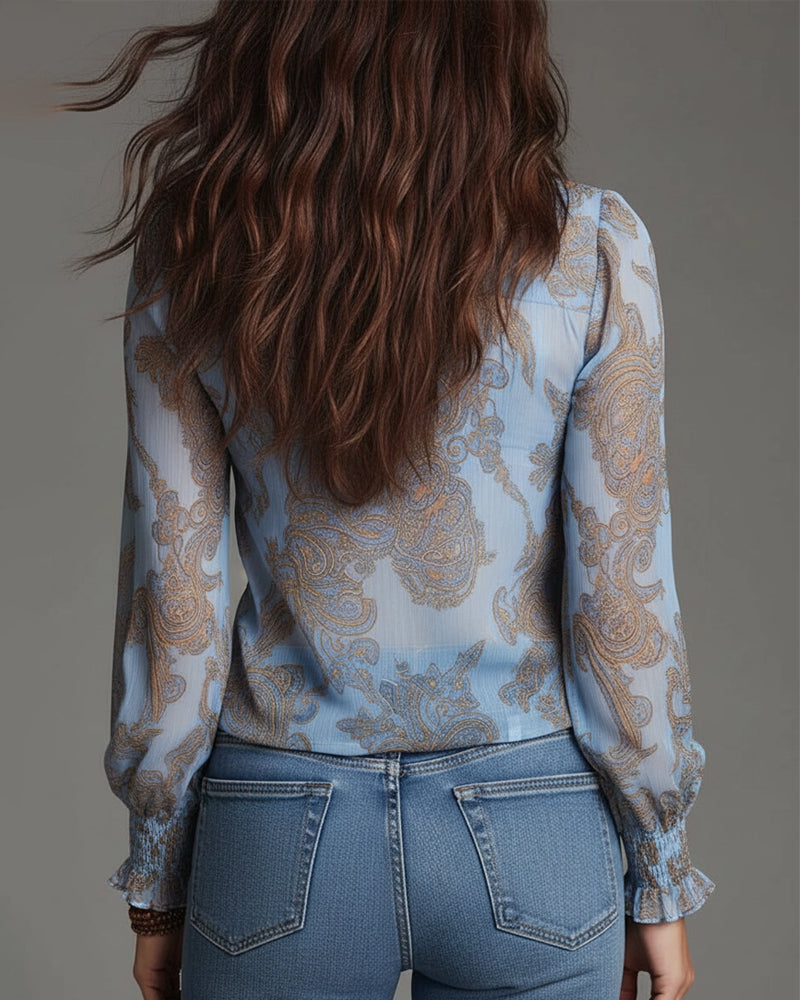Élise | Blouse bohème chic à volants et col zippé