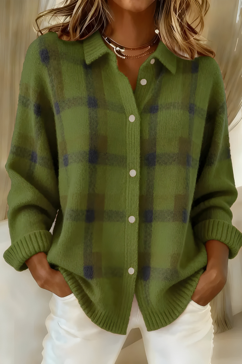 Maison La Veine™ | Cardigan en Tricot Doux à Carreaux