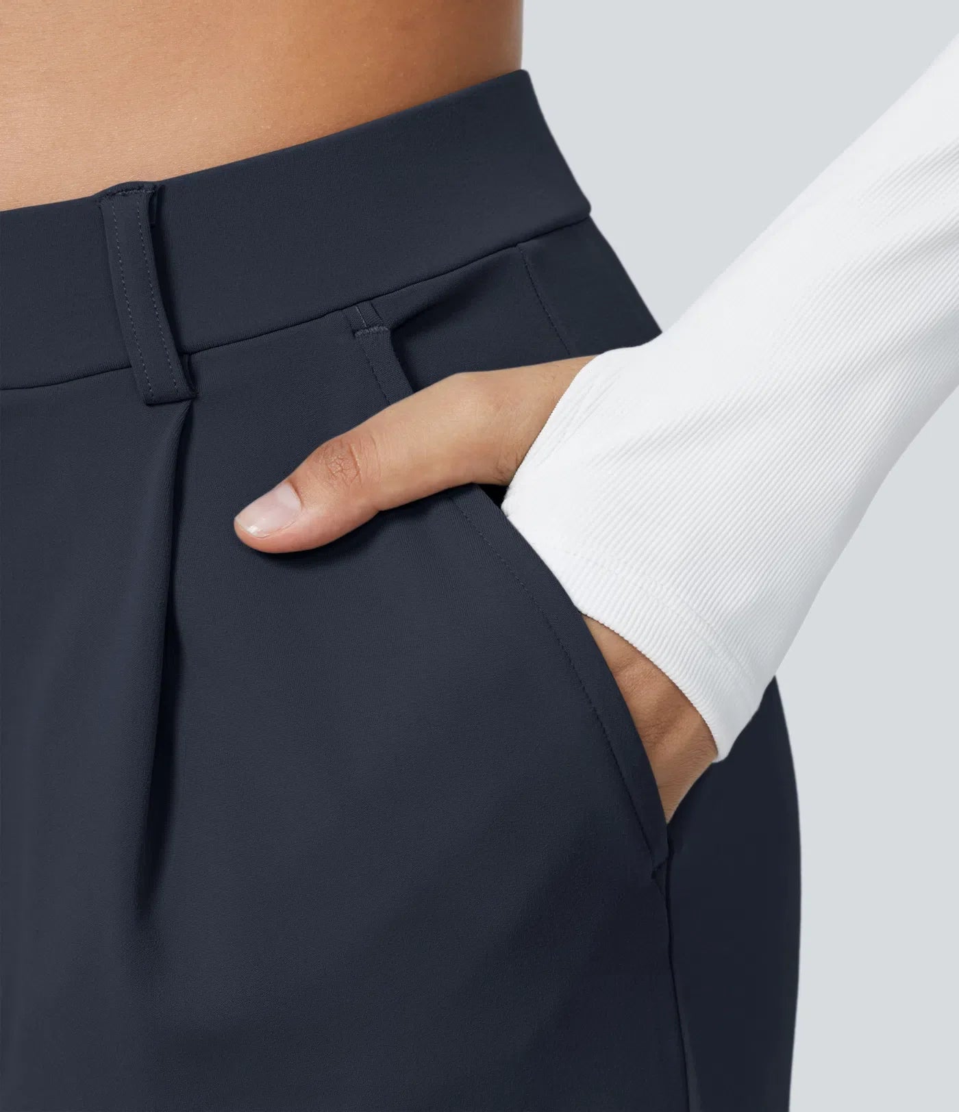 Maison La Veine™ | Pantalon Tailleur Taille Haute Plissé Poches Latérales Jambe Droite