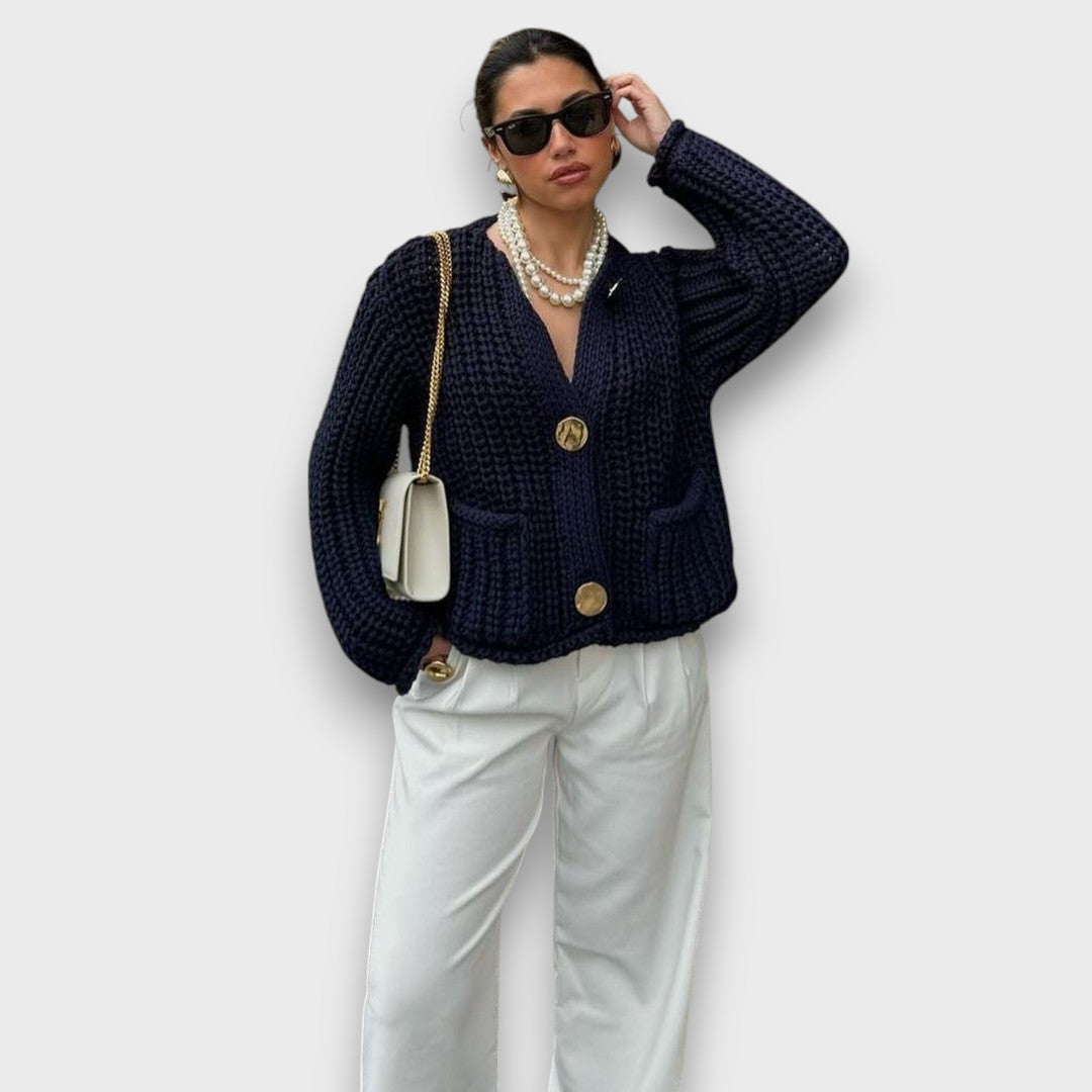 Maison La Veine™ | Cardigan Court en Maille Chunky