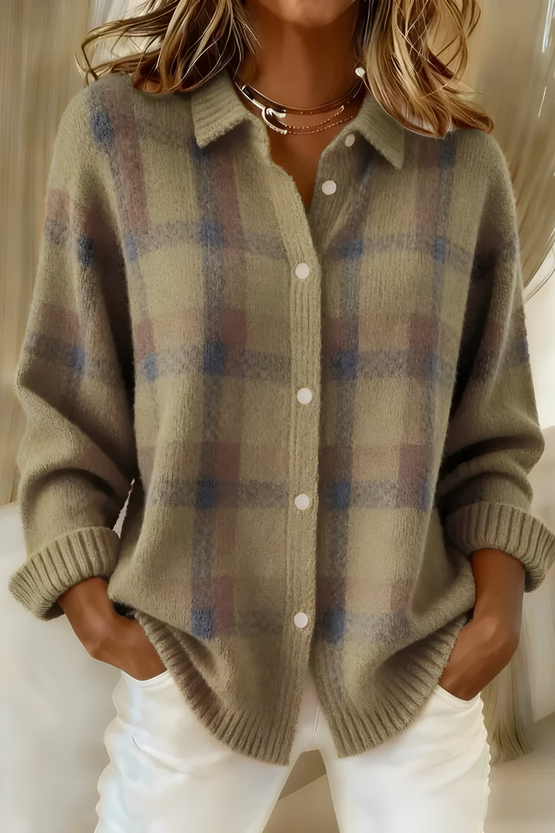 Maison La Veine™ | Cardigan en Tricot Doux à Carreaux