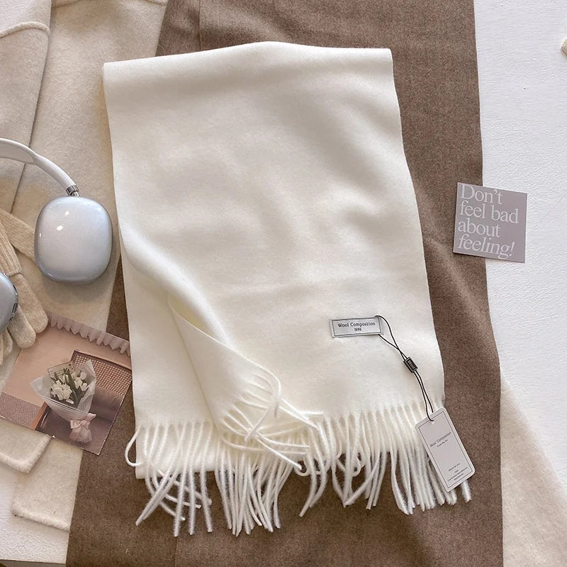 Maison La Veine™ | Echarpe à Franges Blanche