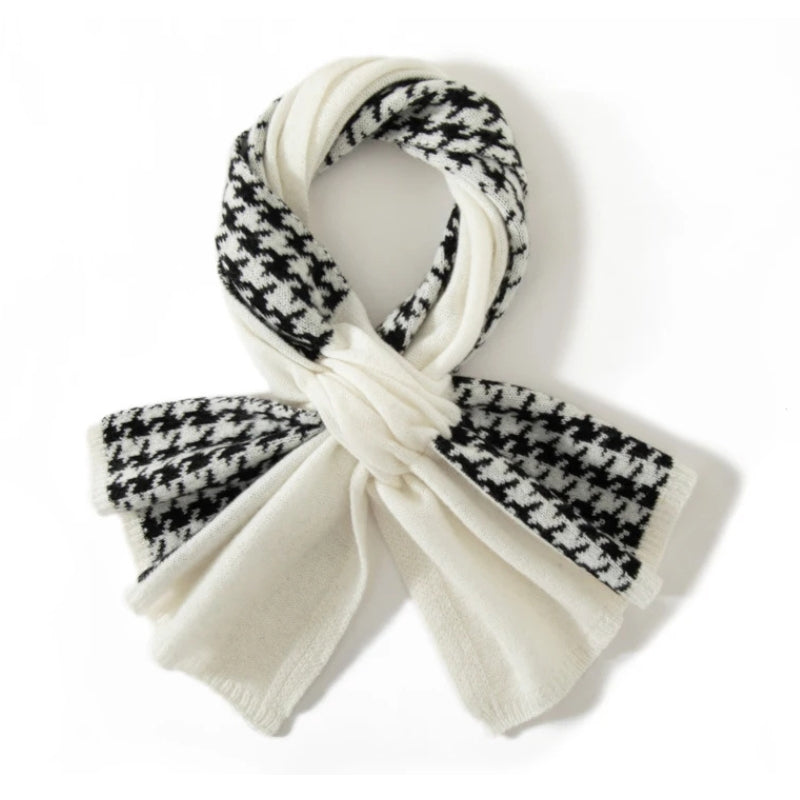 Maison La Veine™ | Écharpe Cachemire Motif Pied-de-Poule