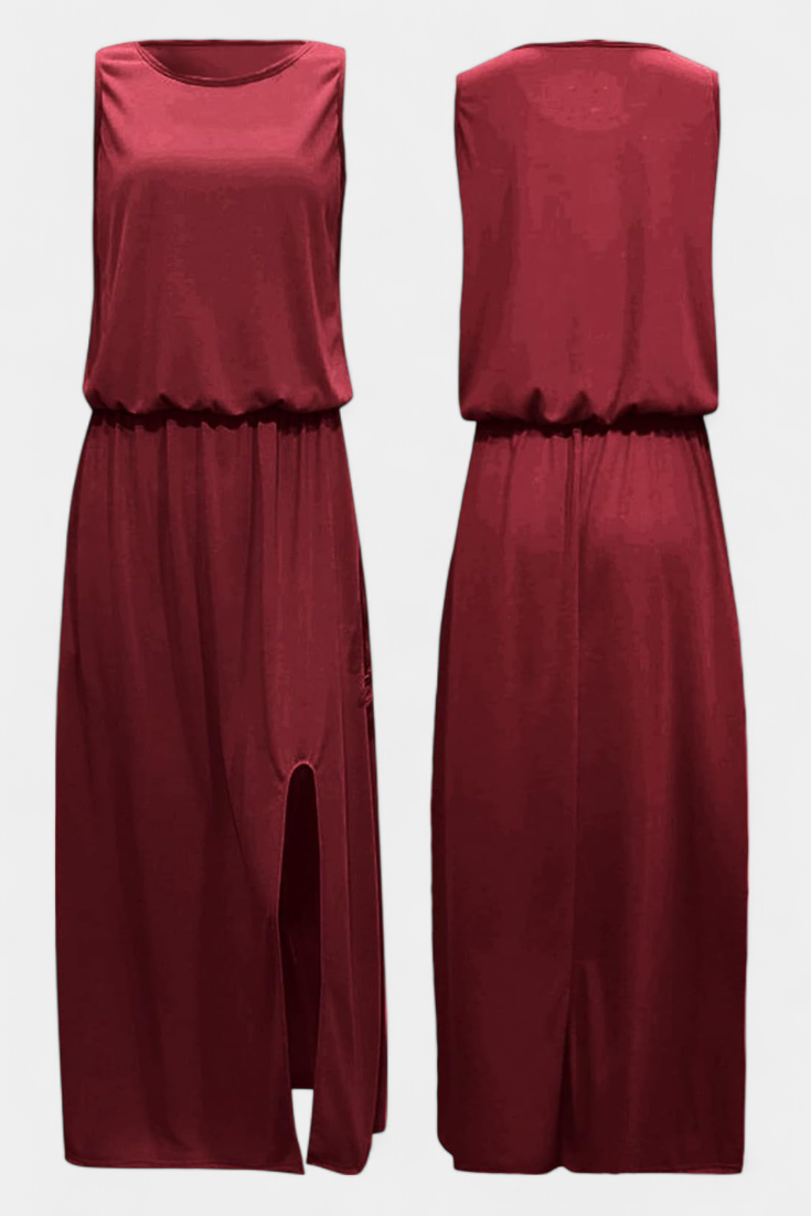 Dianne Robe Ample Sans Manches avec Fente Latérale