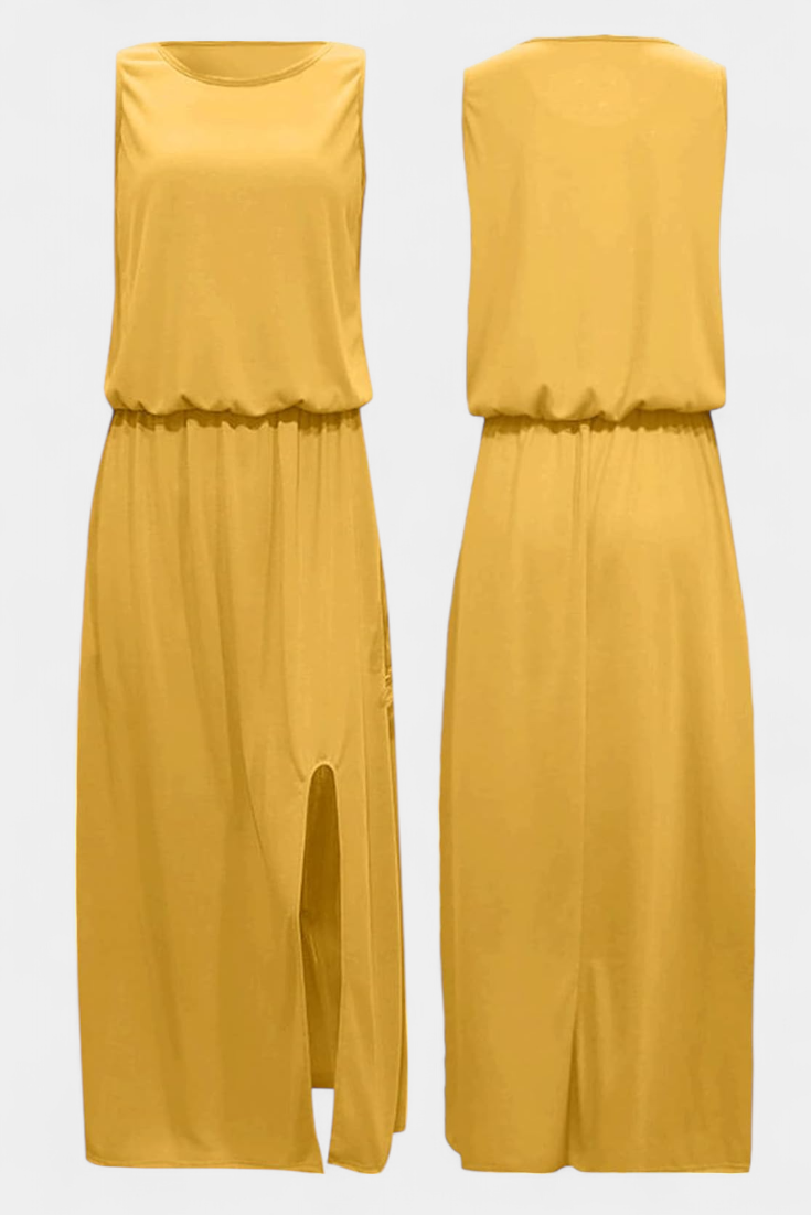 Dianne Robe Ample Sans Manches avec Fente Latérale