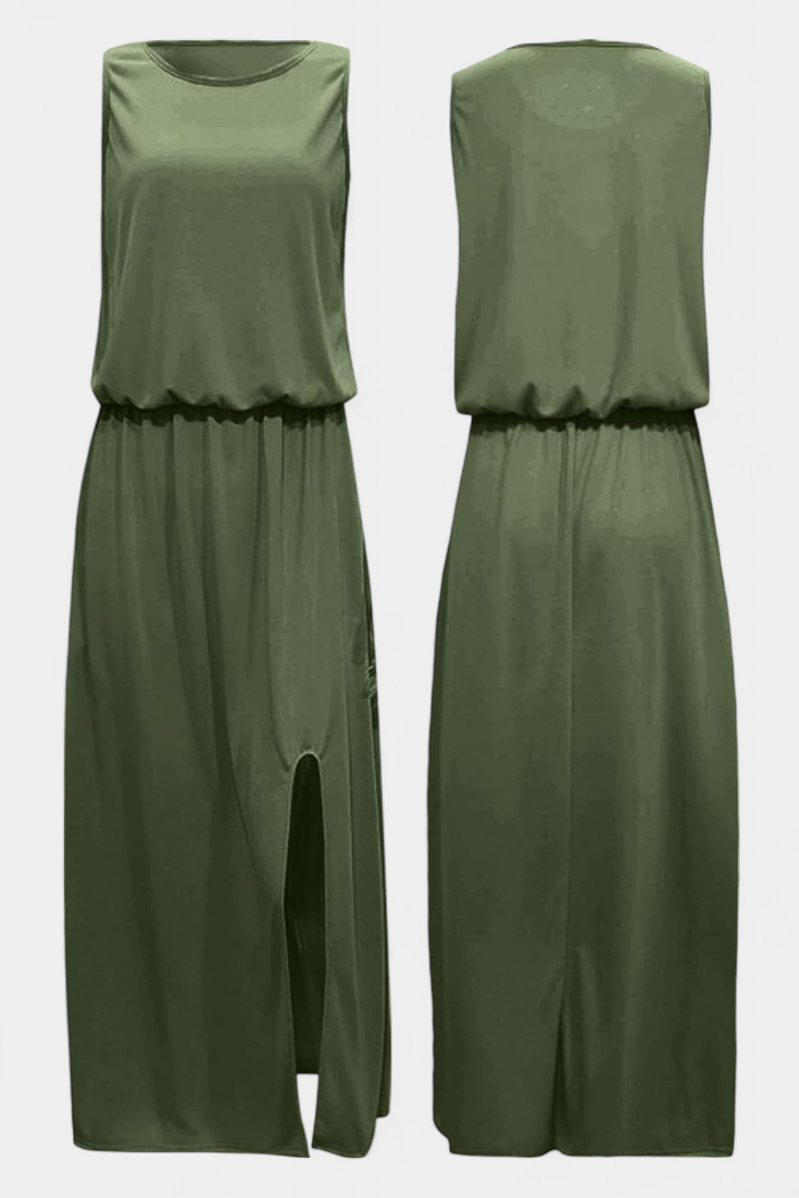 Dianne Robe Ample Sans Manches avec Fente Latérale
