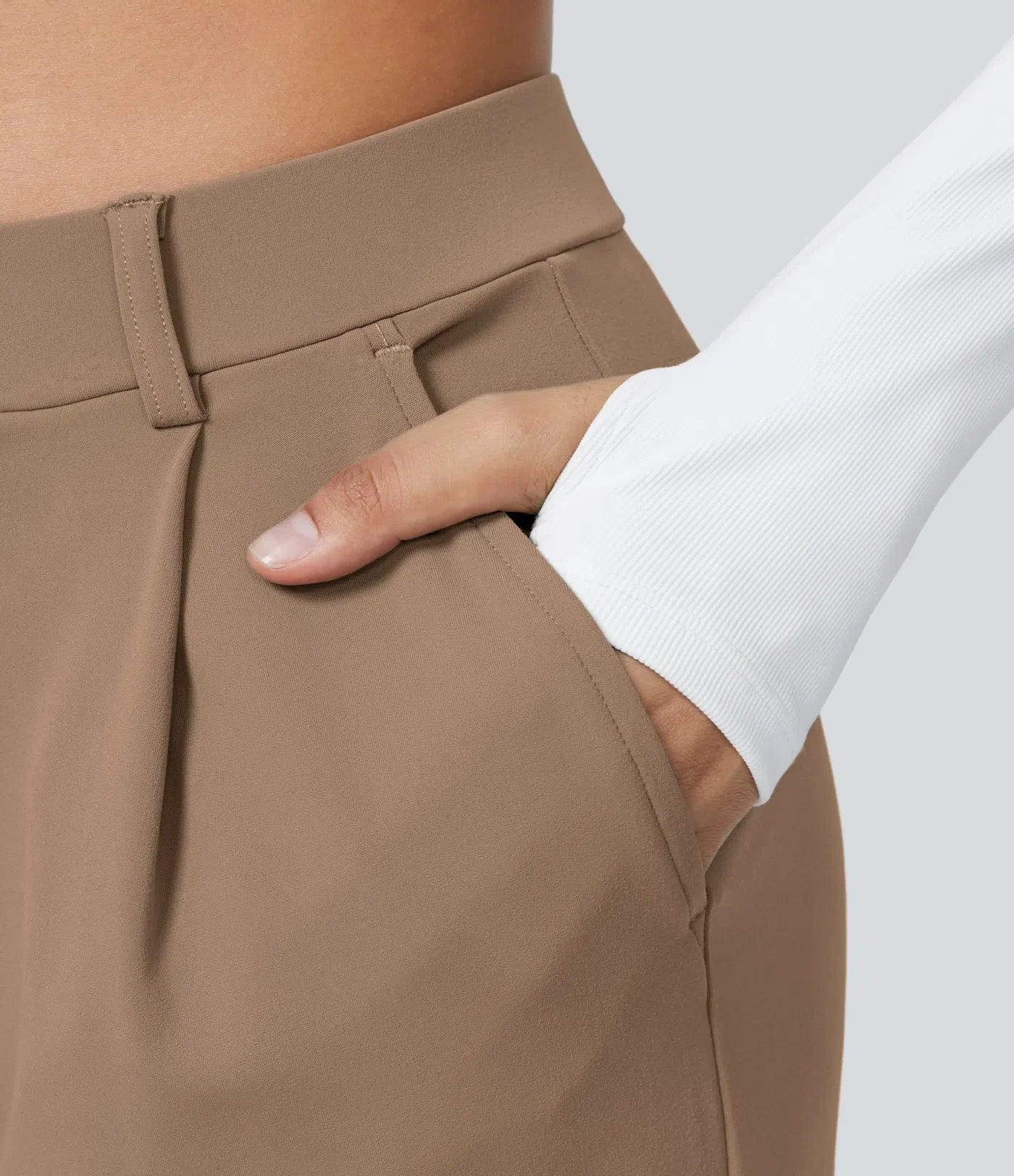 Maison La Veine™ | Pantalon Tailleur Taille Haute Plissé Poches Latérales Jambe Droite