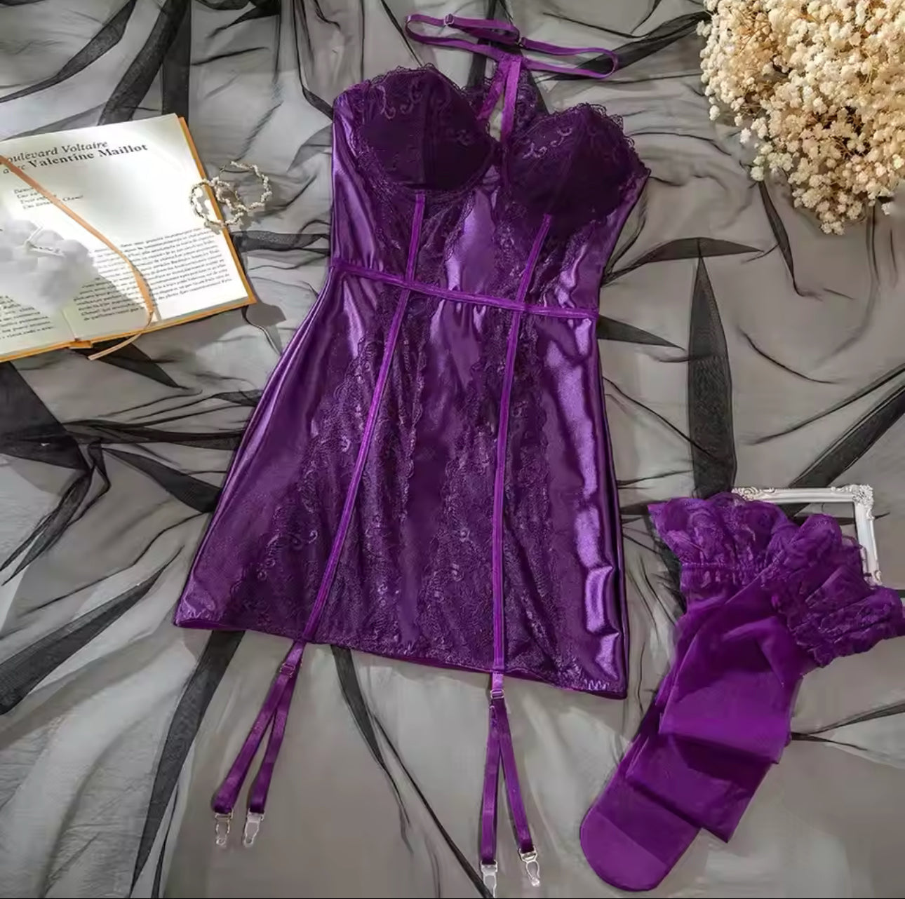 Maison La Veine™ | Babydoll en Satin avec Détails en Dentelle