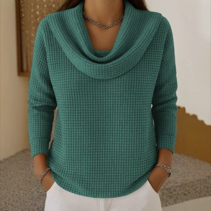 Maison La Veine™ | Pull Chaud en Maille Gaufrée avec Col Cascade
