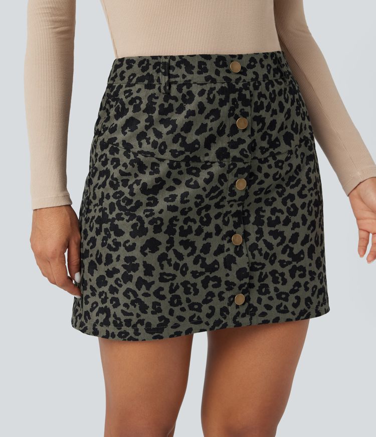 Maison La Veine™ | Jupe mini décontractée 2-en-1 taille haute imprimé léopard avec poche