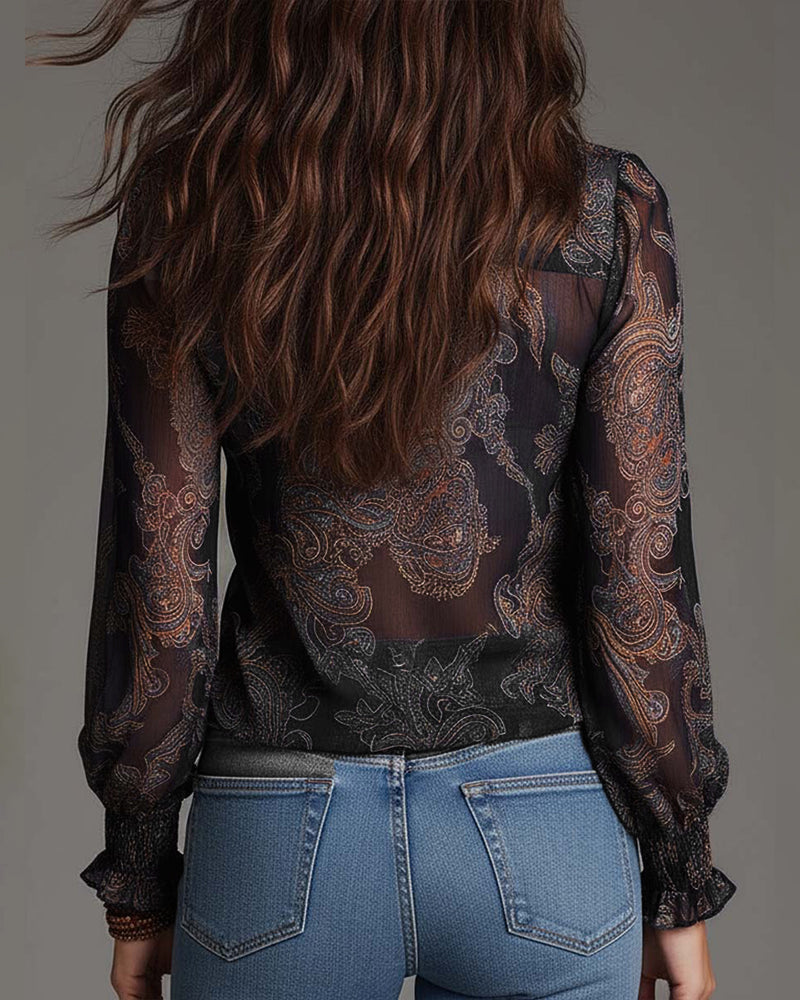 Élise | Blouse bohème chic à volants et col zippé