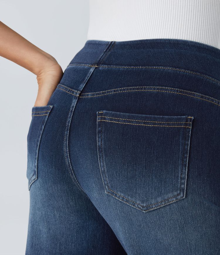Maison La Veine™ | High Waisted Pockets Baggy Wide Leg Washed Casual Jeans