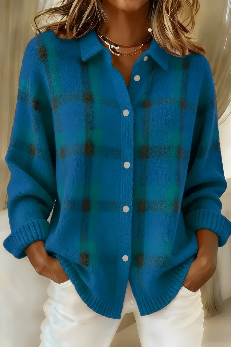 Maison La Veine™ | Cardigan en Tricot Doux à Carreaux