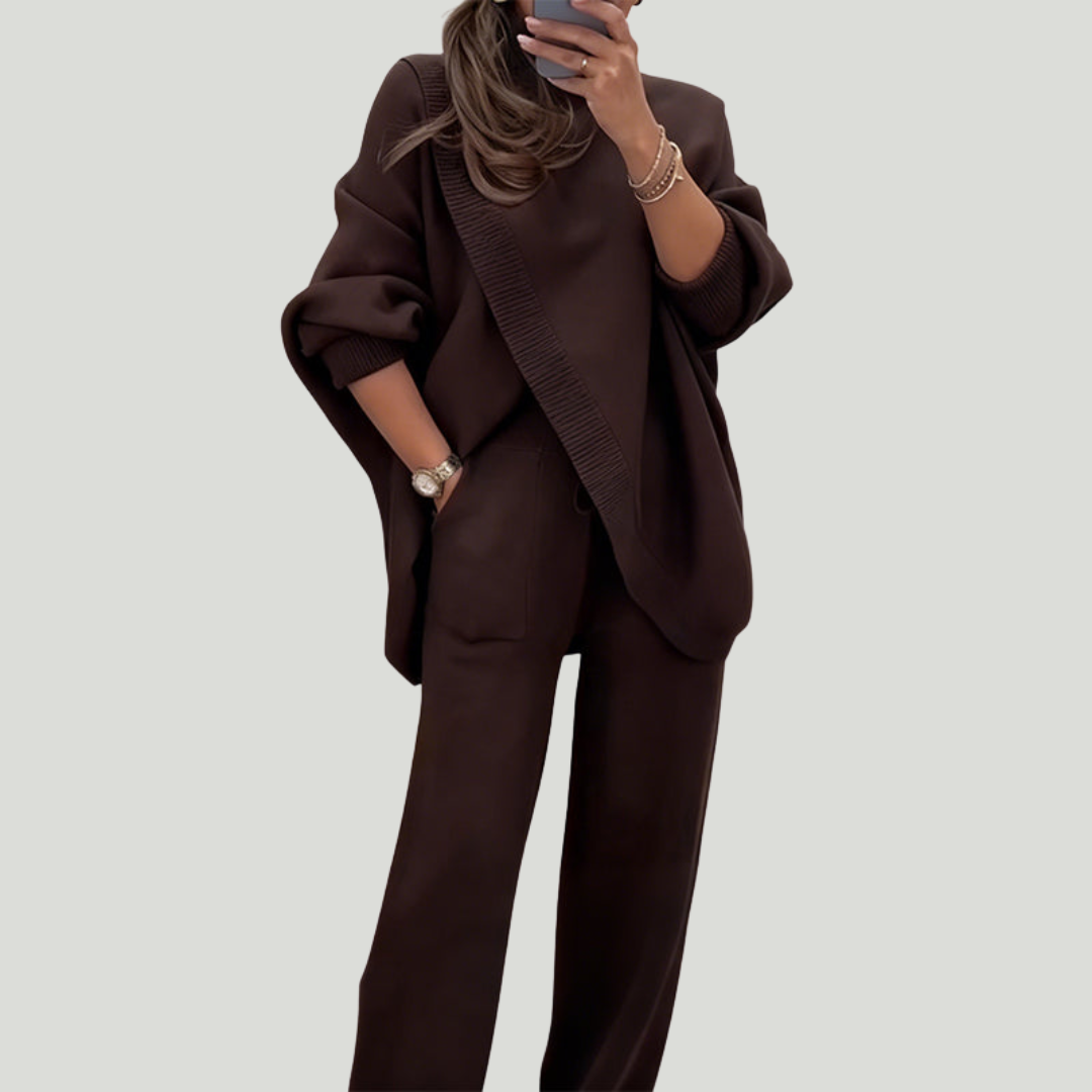 Sanne | Ensemble 2 pièces – Pull asymétrique + pantalon large