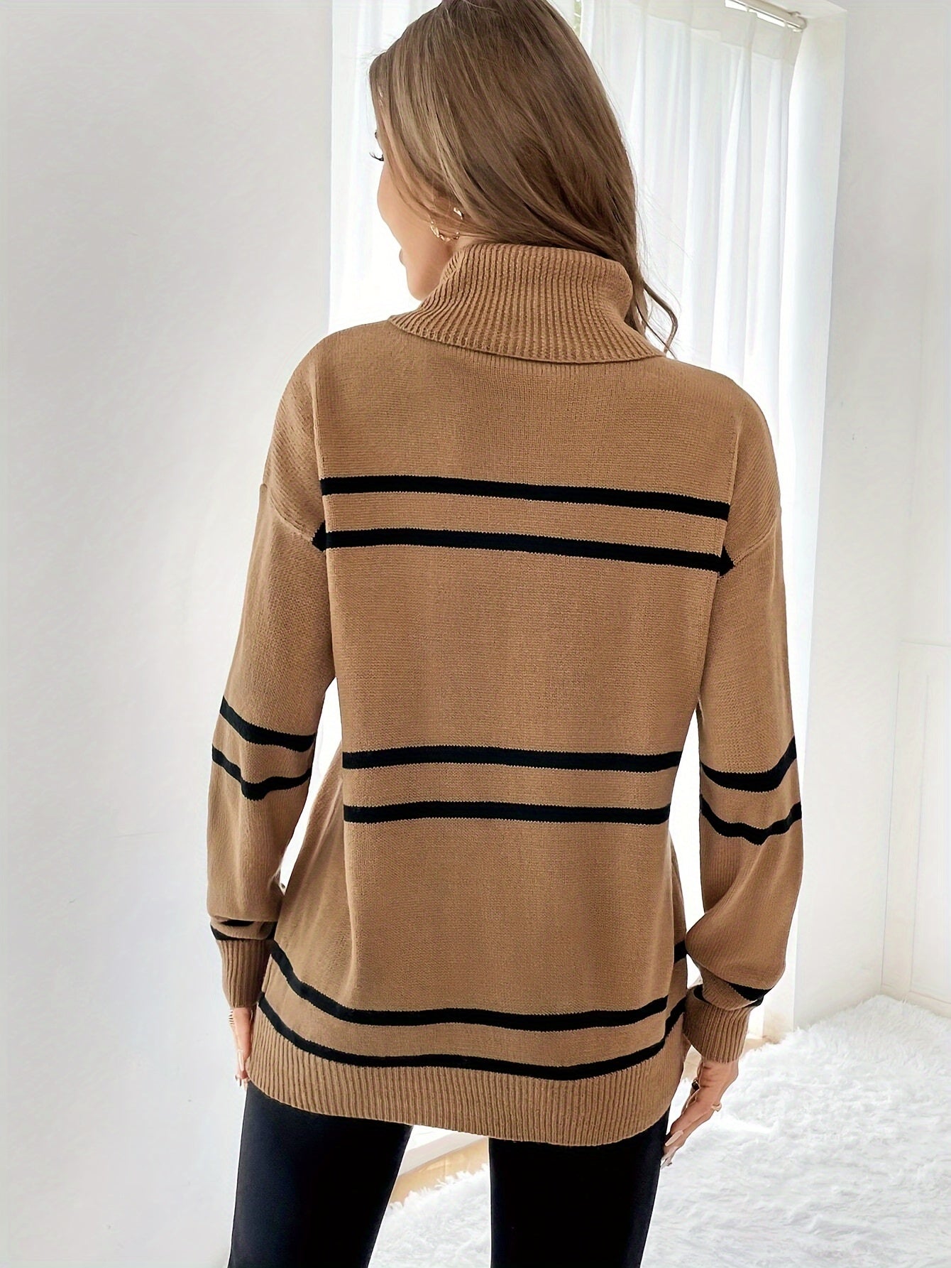 Maison La Veine™ | Pull Thea Rayé Col Montant