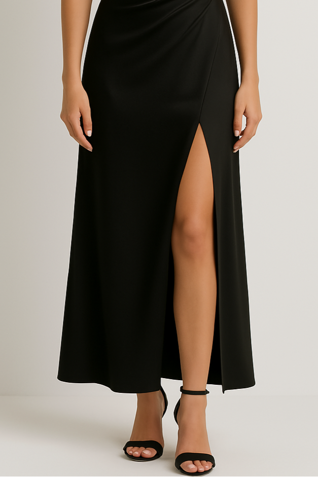 Elina Robe Longue à Bretelles Spaghetti et Décolleté en V