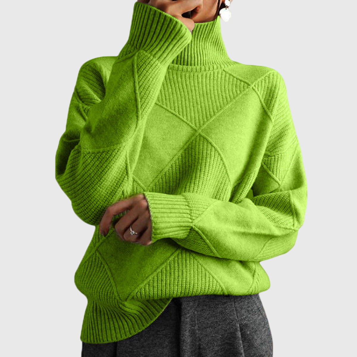 Maison La Veine™ | Pull Doux à Motif Géométrique et Col Roulé