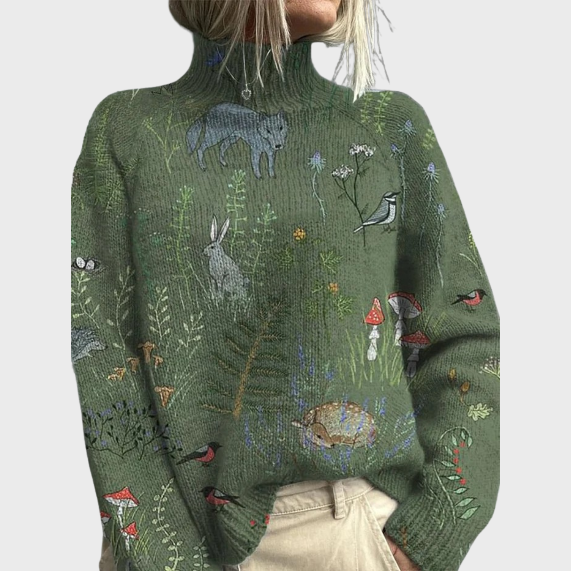 Maison La Veine™ | Pull Tricoté Douillet avec Motif Forestier Inspiré de la Nature