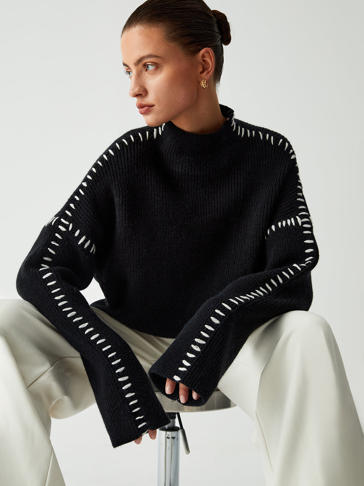 Maison La Veine™ | Pull Col Roulé Piqué