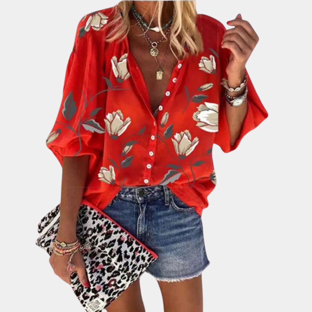 Maison La Veine™ | Blouse d'Été Imprimé Floral Mila