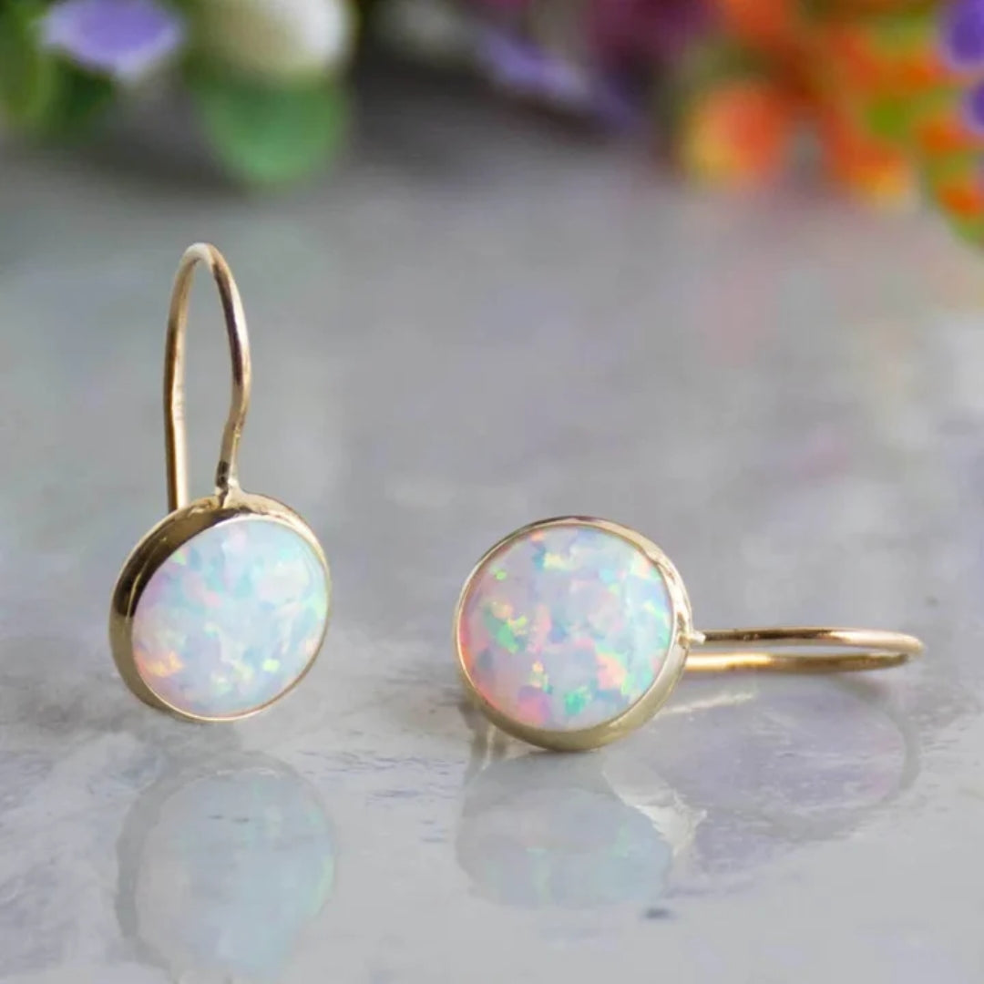 Maison La Veine™ | Boucles d’oreilles dorées avec opale