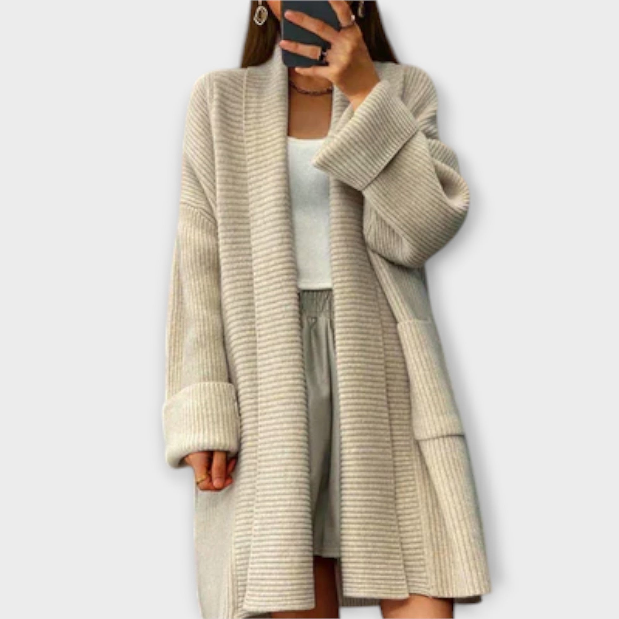 Maison La Veine™ | Cardigan Long en Maille Élégant