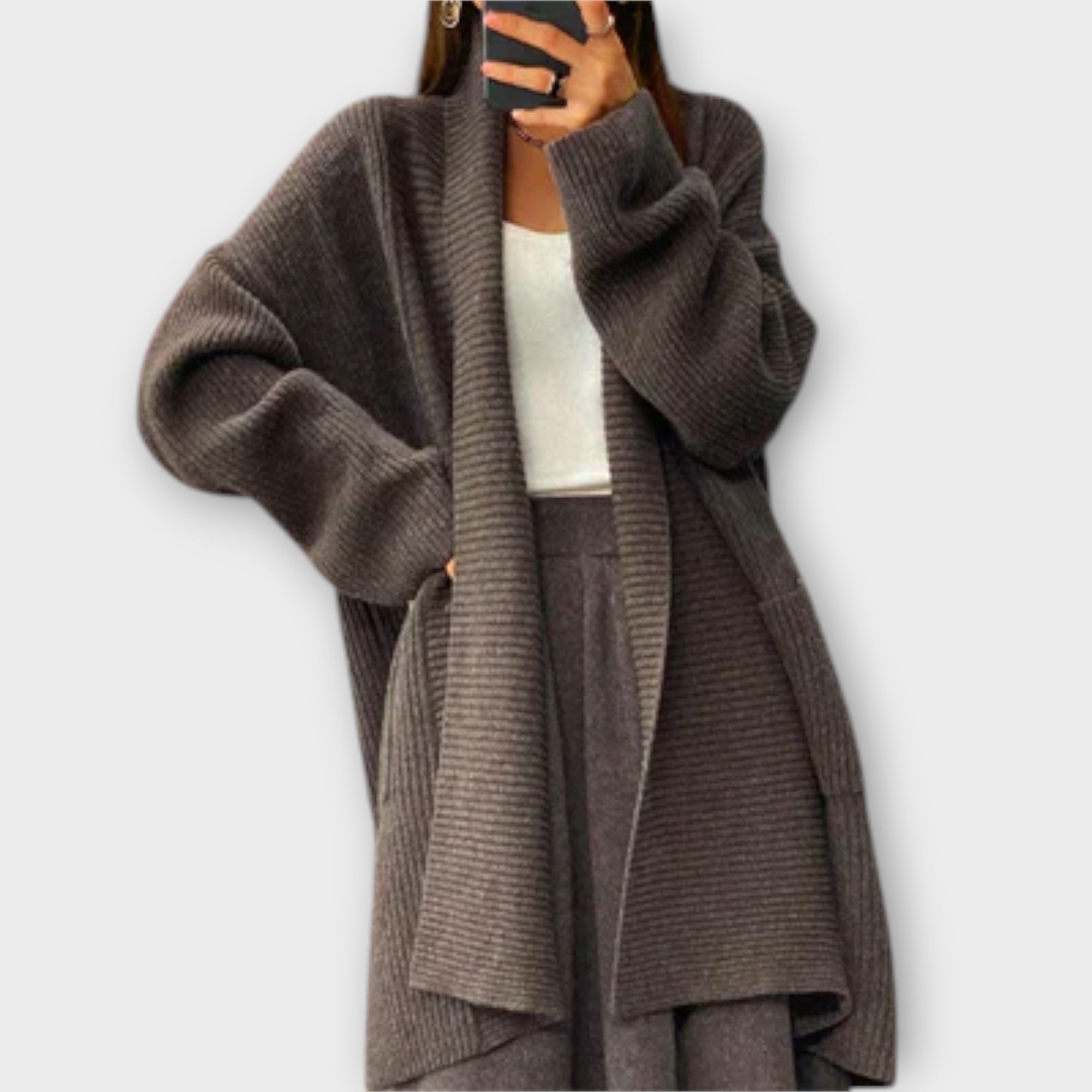 Maison La Veine™ | Cardigan Long en Maille Élégant