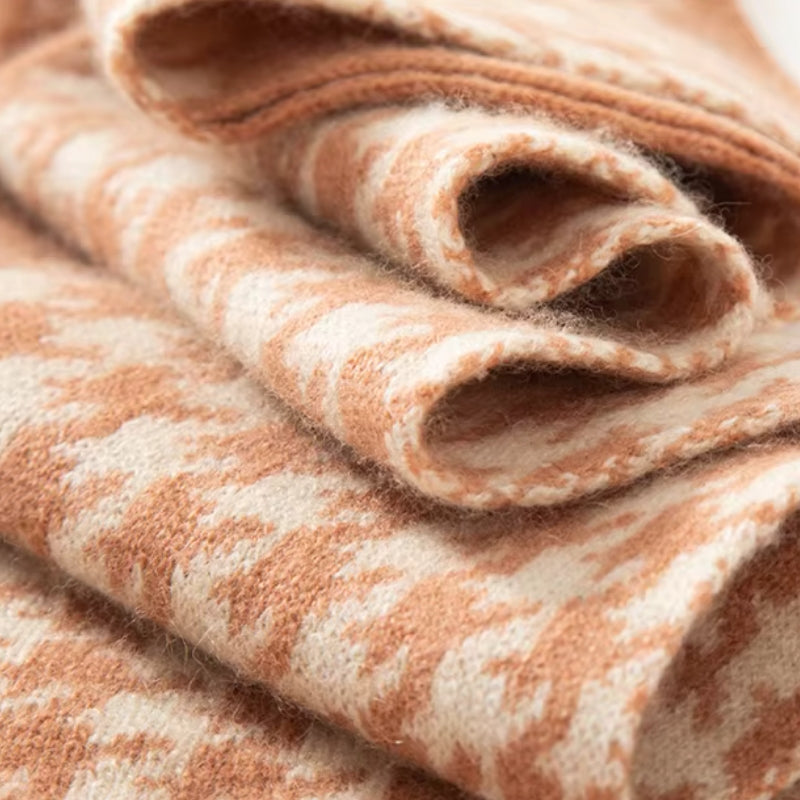 Maison La Veine™ | Écharpe Cachemire Motif Pied-de-Poule