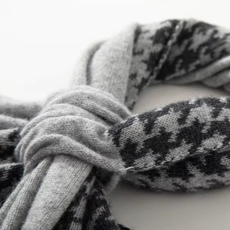 Maison La Veine™ | Écharpe Cachemire Motif Pied-de-Poule