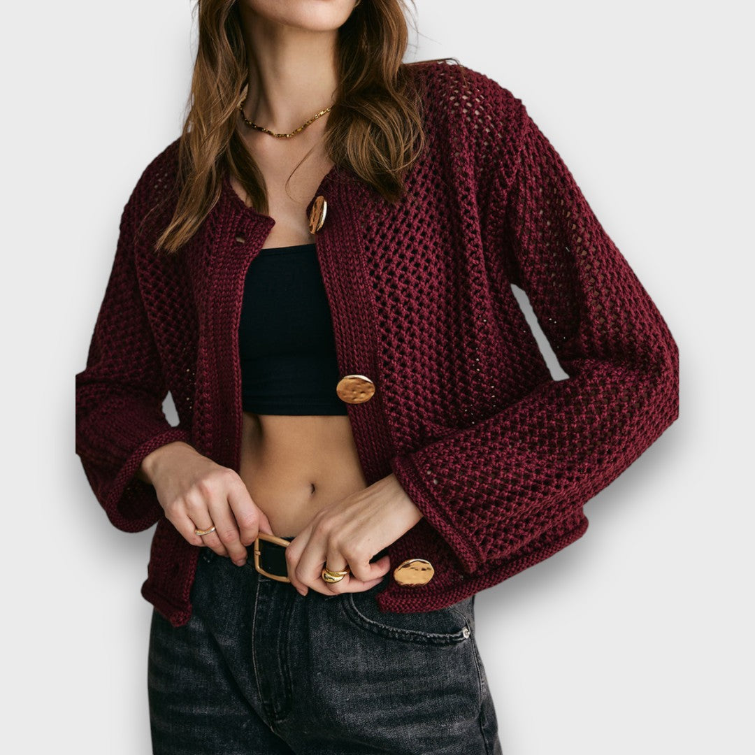 Maison La Veine™ | Cardigan Élégant Rouge Bourgogne