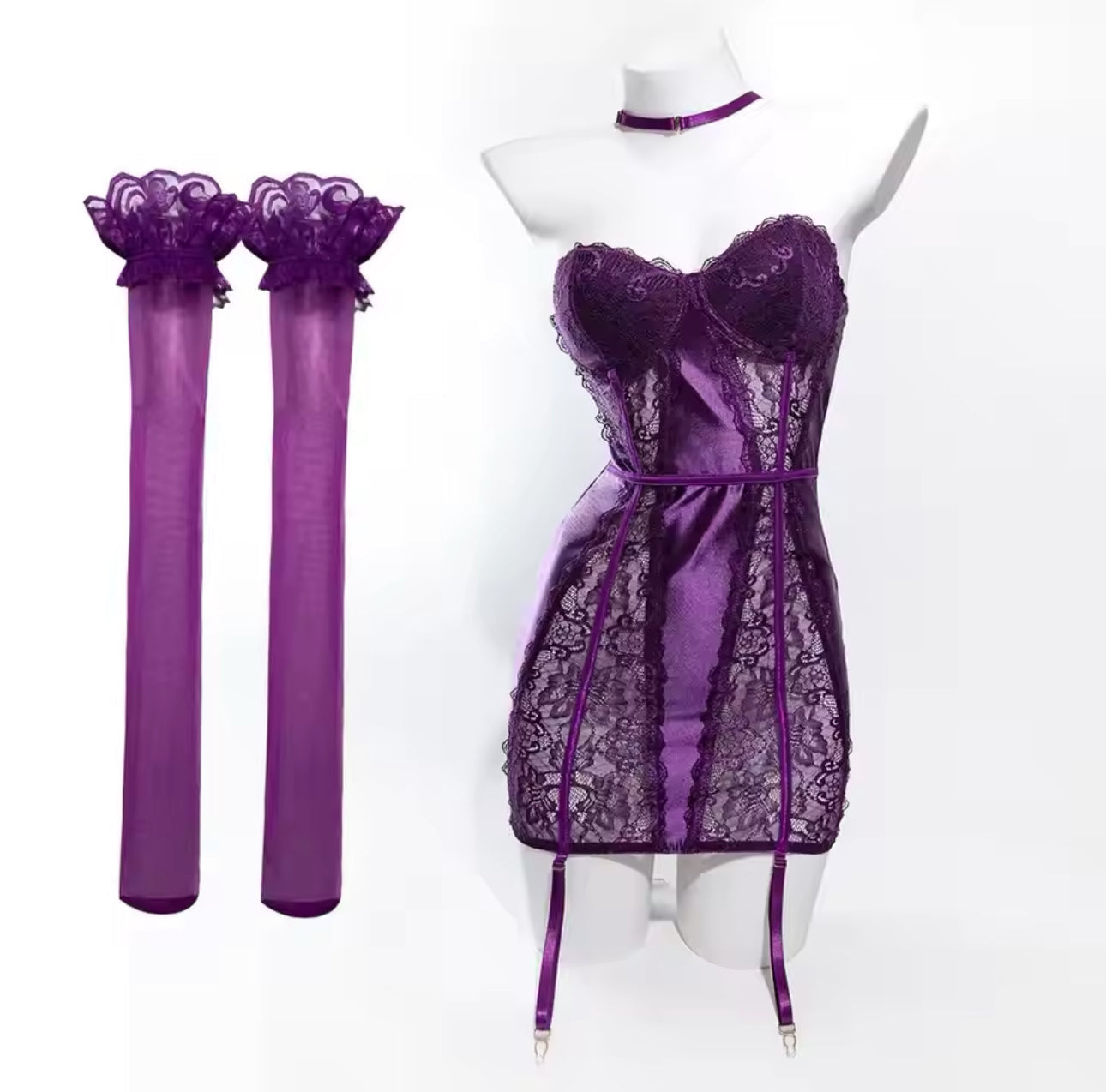 Maison La Veine™ | Babydoll en Satin avec Détails en Dentelle