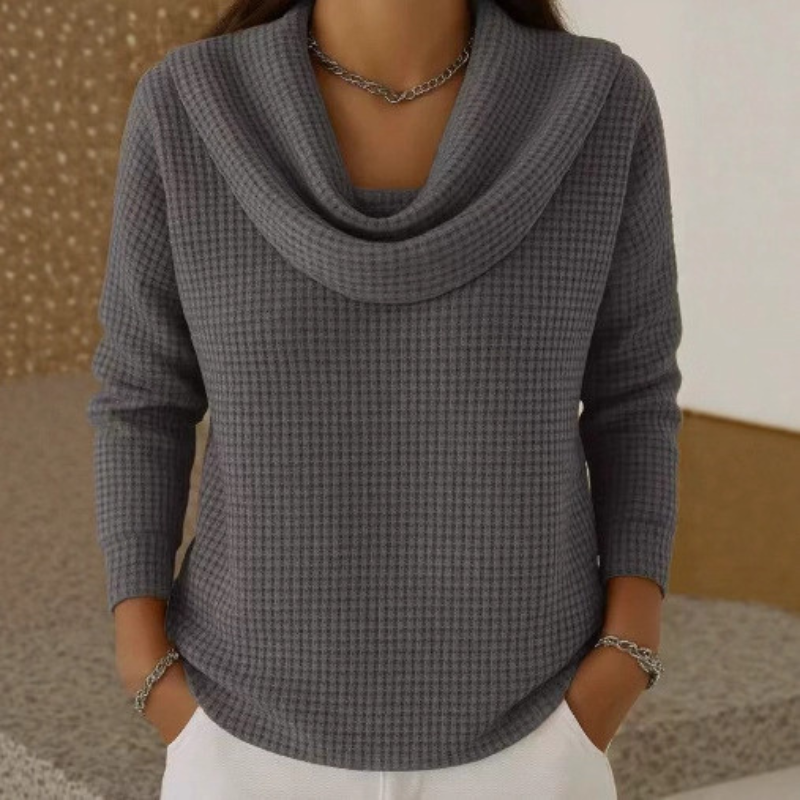 Maison La Veine™ | Pull Chaud en Maille Gaufrée avec Col Cascade