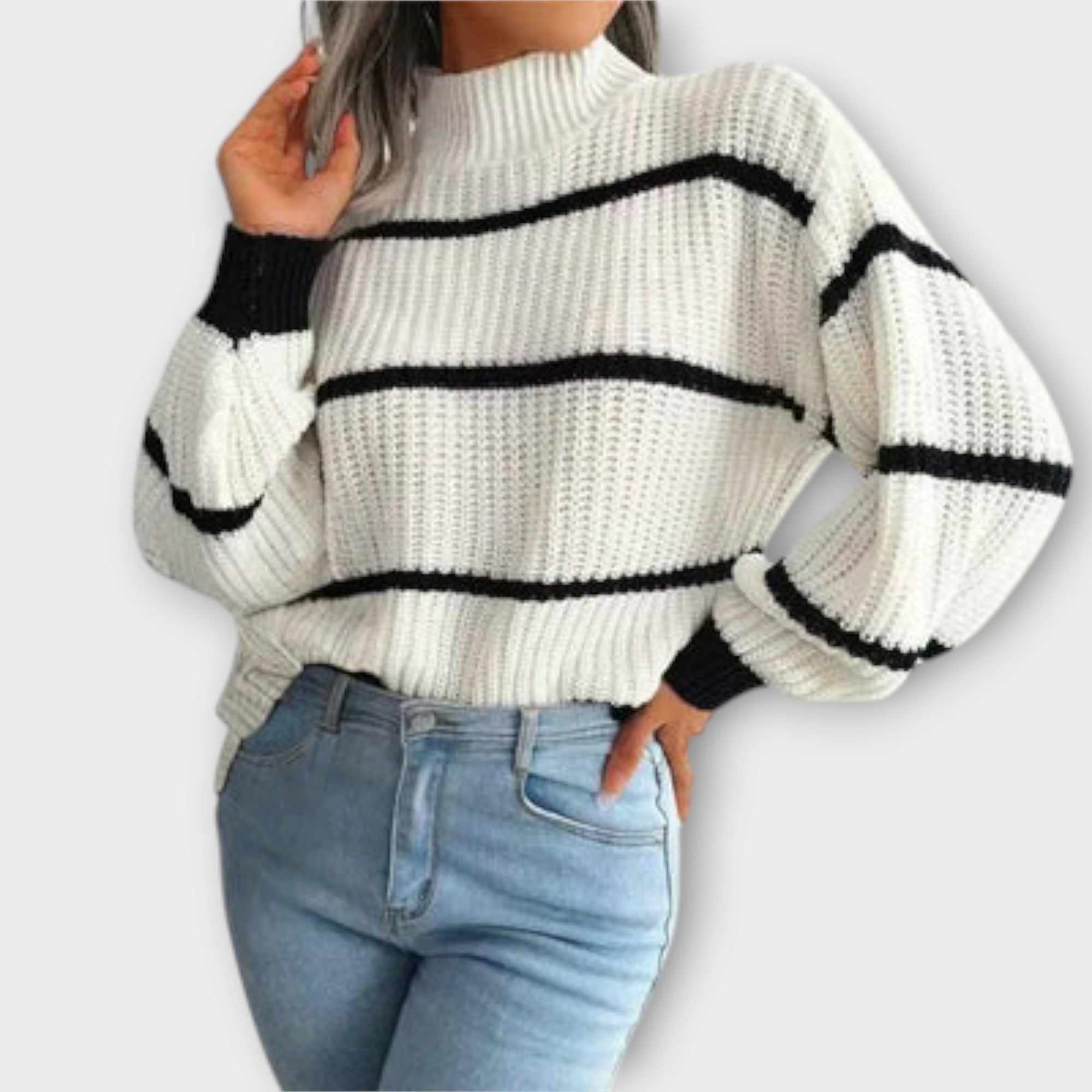 Maison La Veine™ | Pull Col Montant Rayé