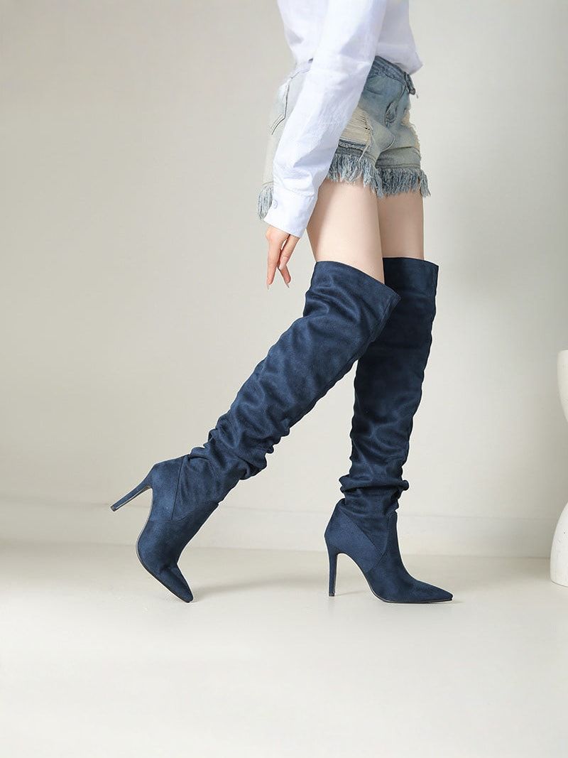 Maison La Veine™ | Bottines Élégantes en Velours au-Dessus du Genou