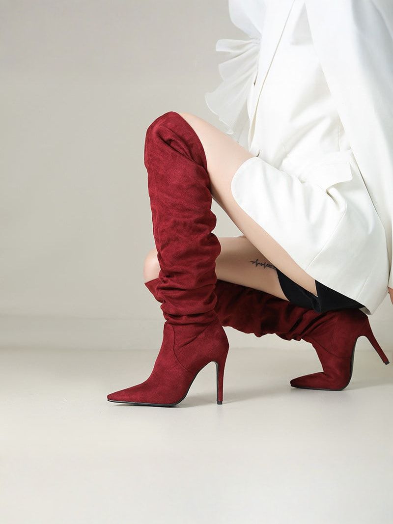 Maison La Veine™ | Bottines Élégantes en Velours au-Dessus du Genou