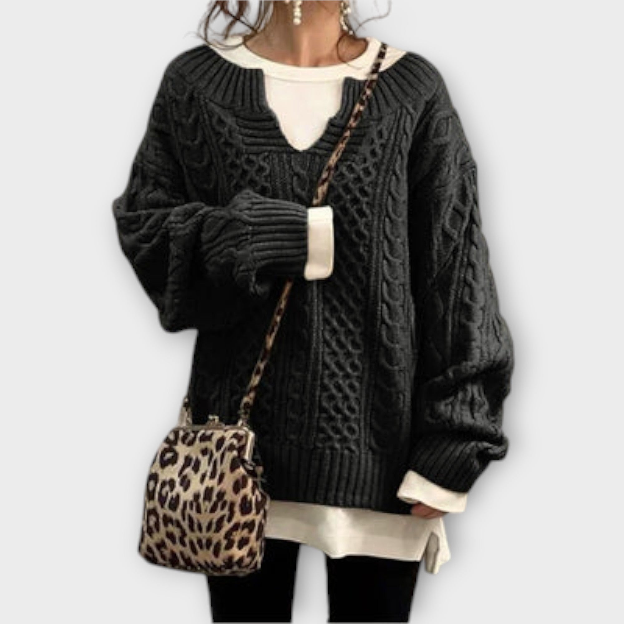 Maison La Veine™ | Pull Oversize à Motif Tressé