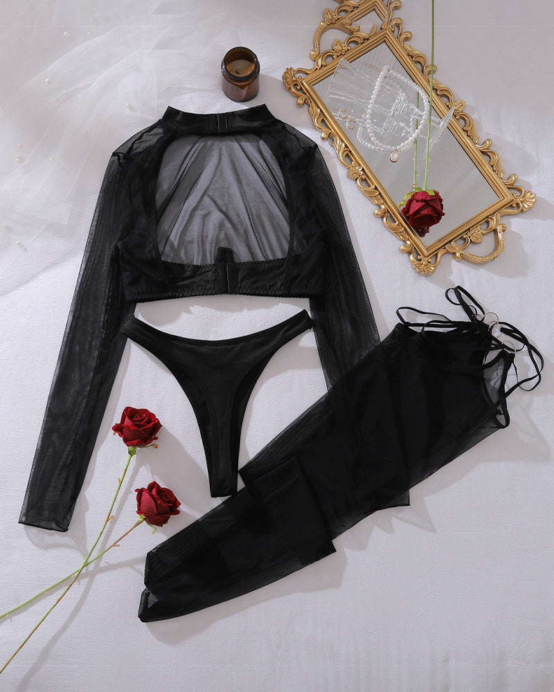 Maison La Veine™ | Ensemble de Top Court en Maille Romantique avec Bas
