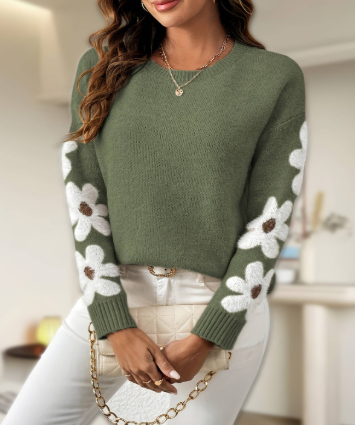 Maison La Veine™ | Pull Floral Doux en Maille