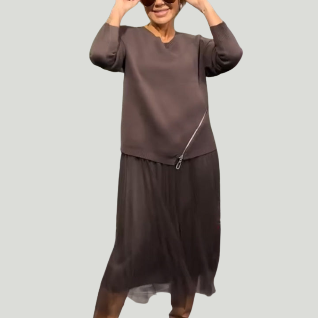 Ullé | Robe élégante en maille et tulle pour femme