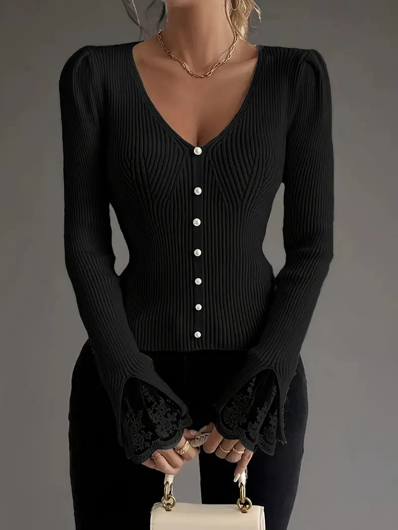 Maison La Veine™ | Pull en Dentelle à Col V